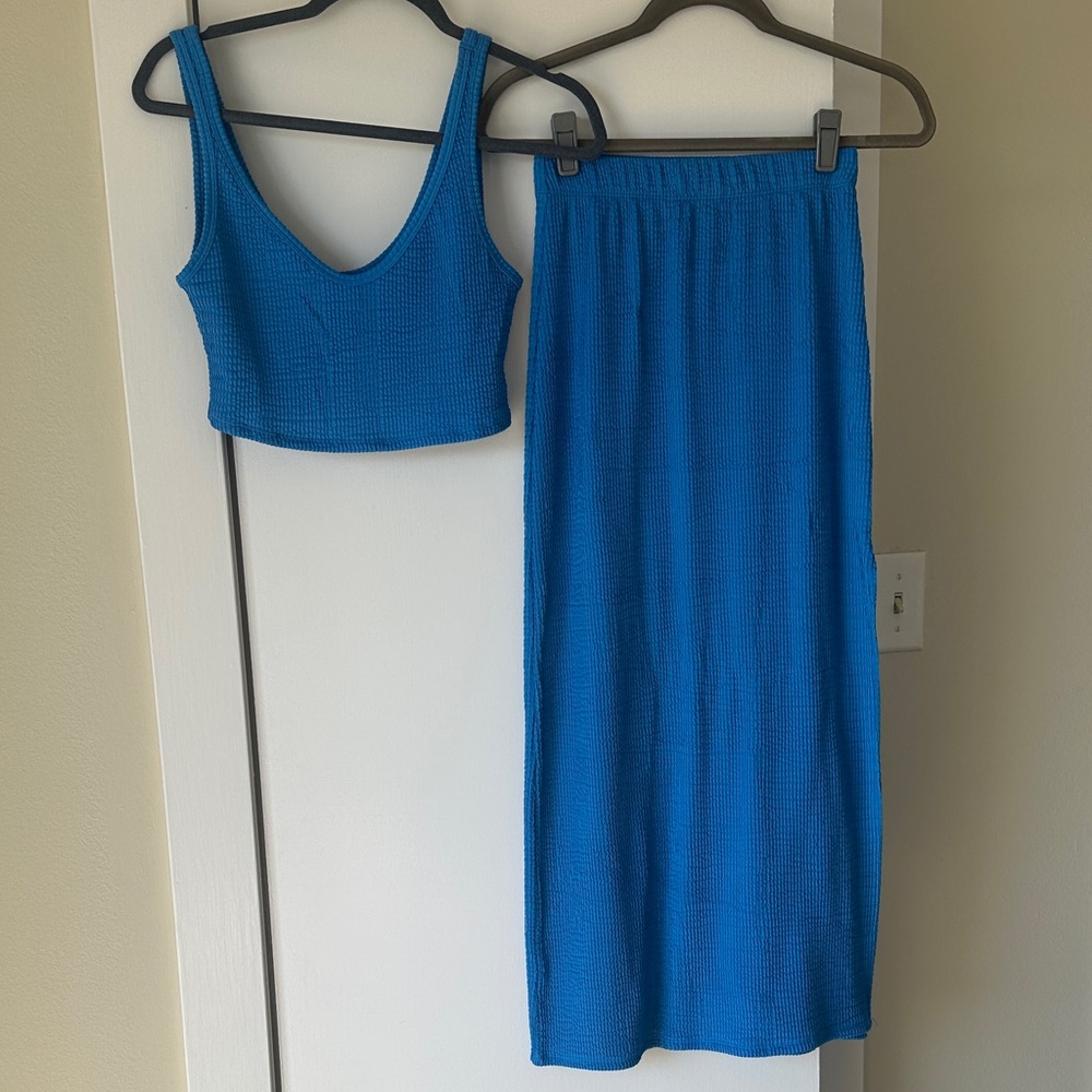 Reformation Vibrant Blue Skirt Set